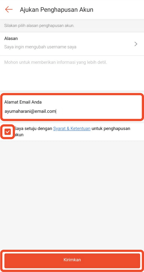 Masukkan alamat email shopee