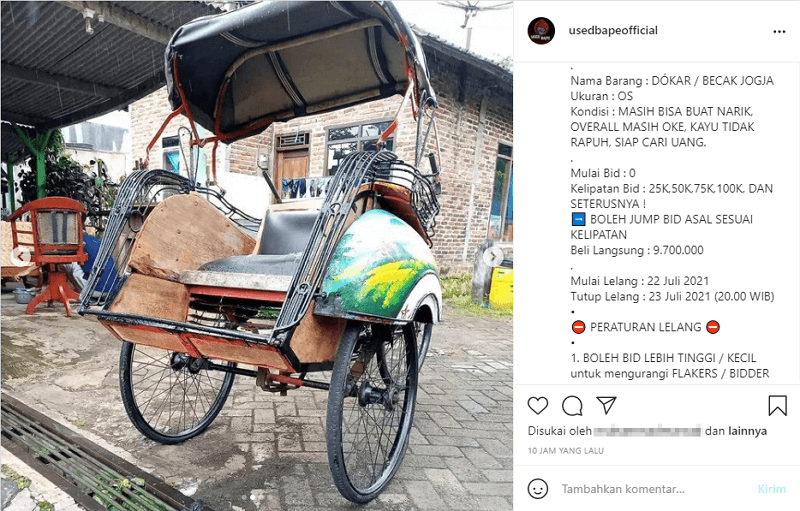 Instagram usedbapeofficial lelang barang branded