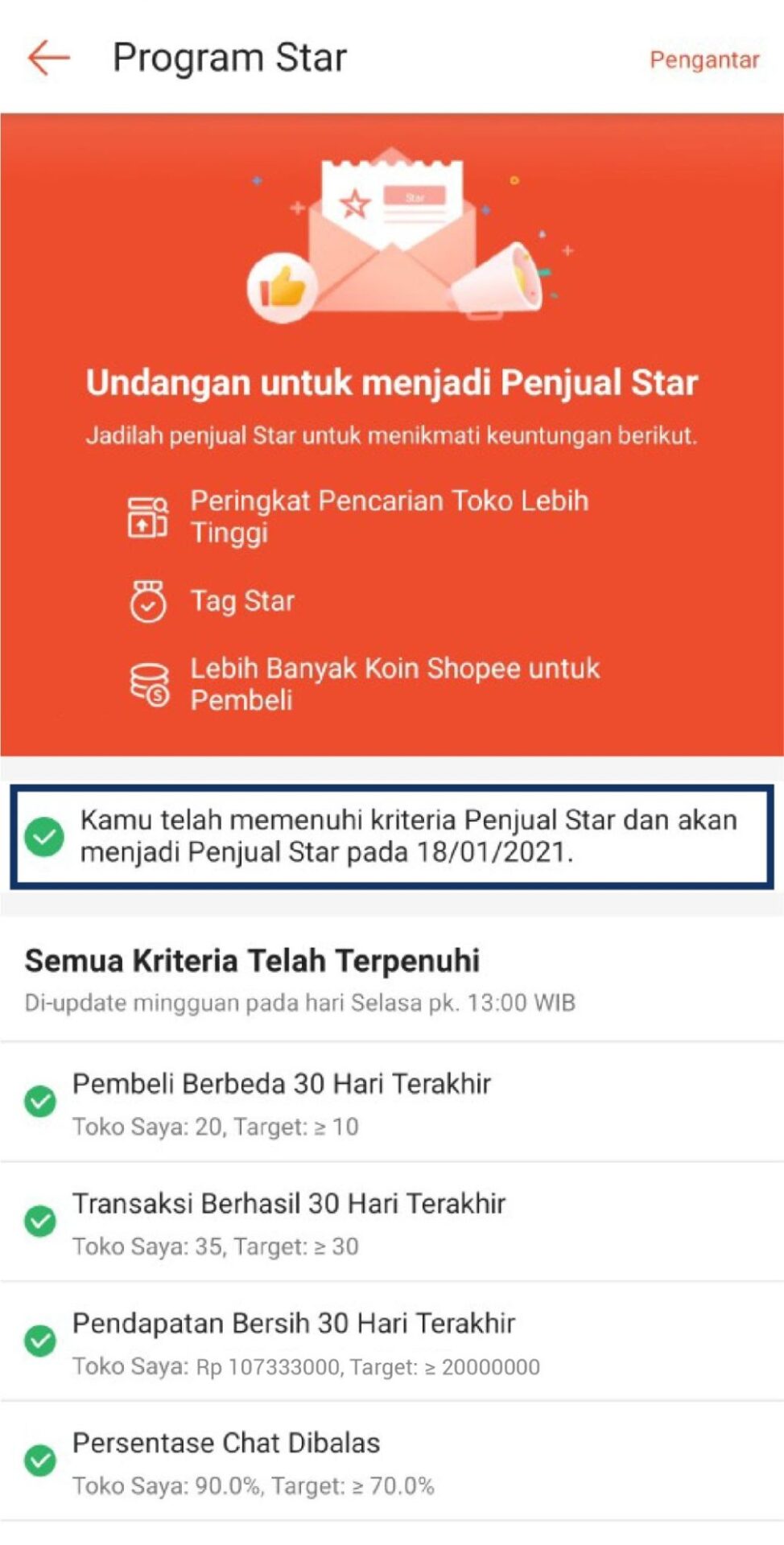 Status verifikasi ktp star seller shopee