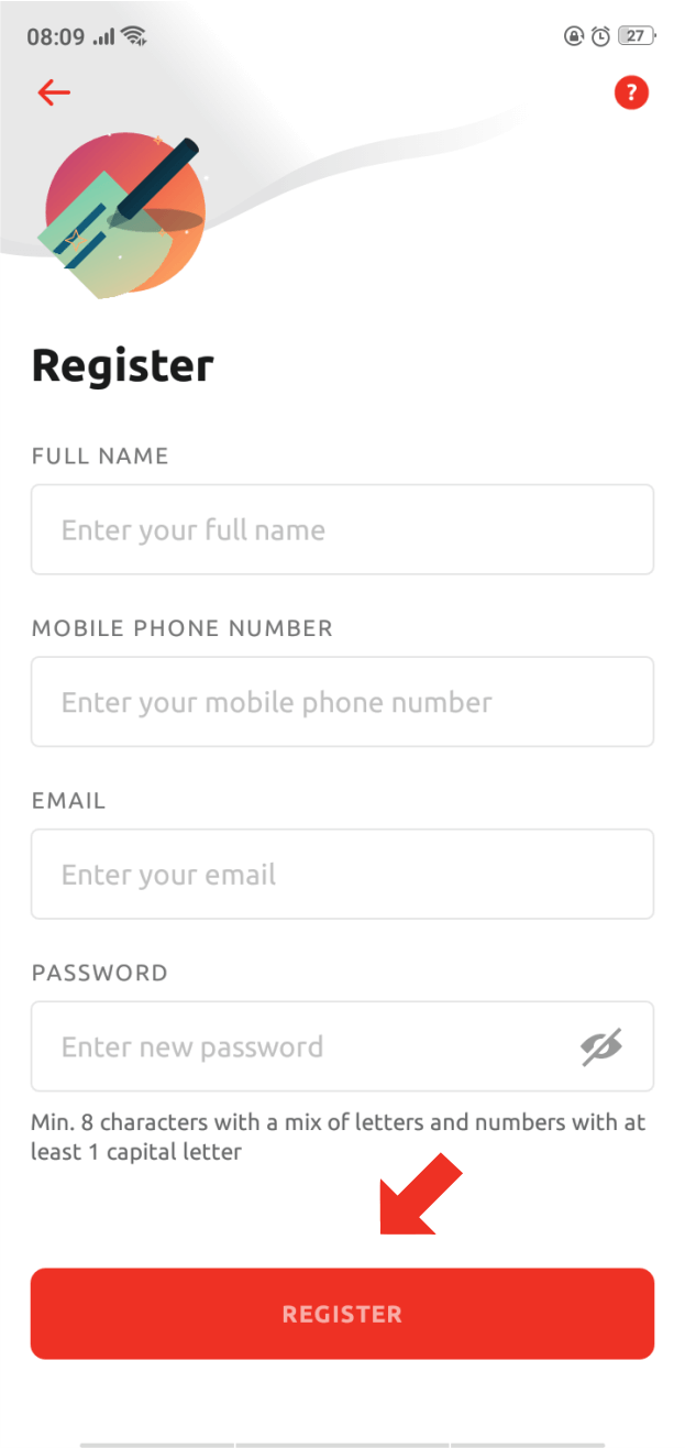Lanjut isi nama, nomor hp, email, dan password untuk meneruskan pendaftaran indihome