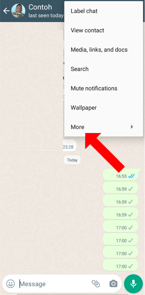 Cara memblokir kontak whatsapp pilih more