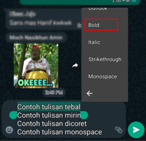 Cara membuat tulisan tebal di whatsapp