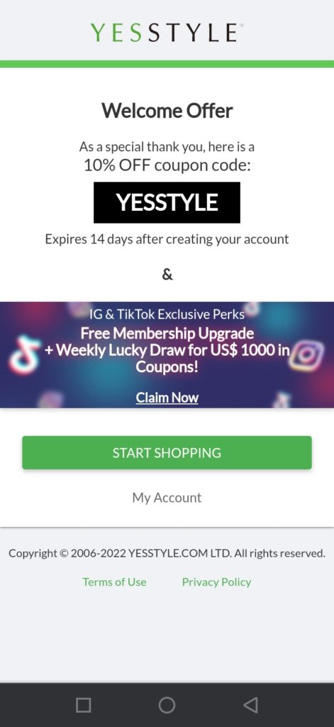Belanja online di yesstyle