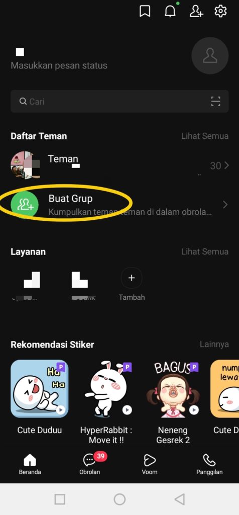 Buat grup obrolan di line