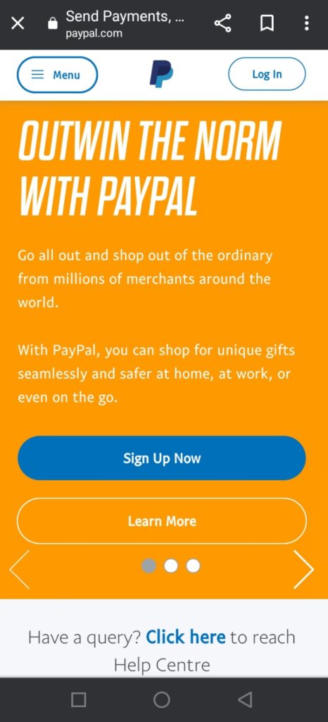Sign up for paypal