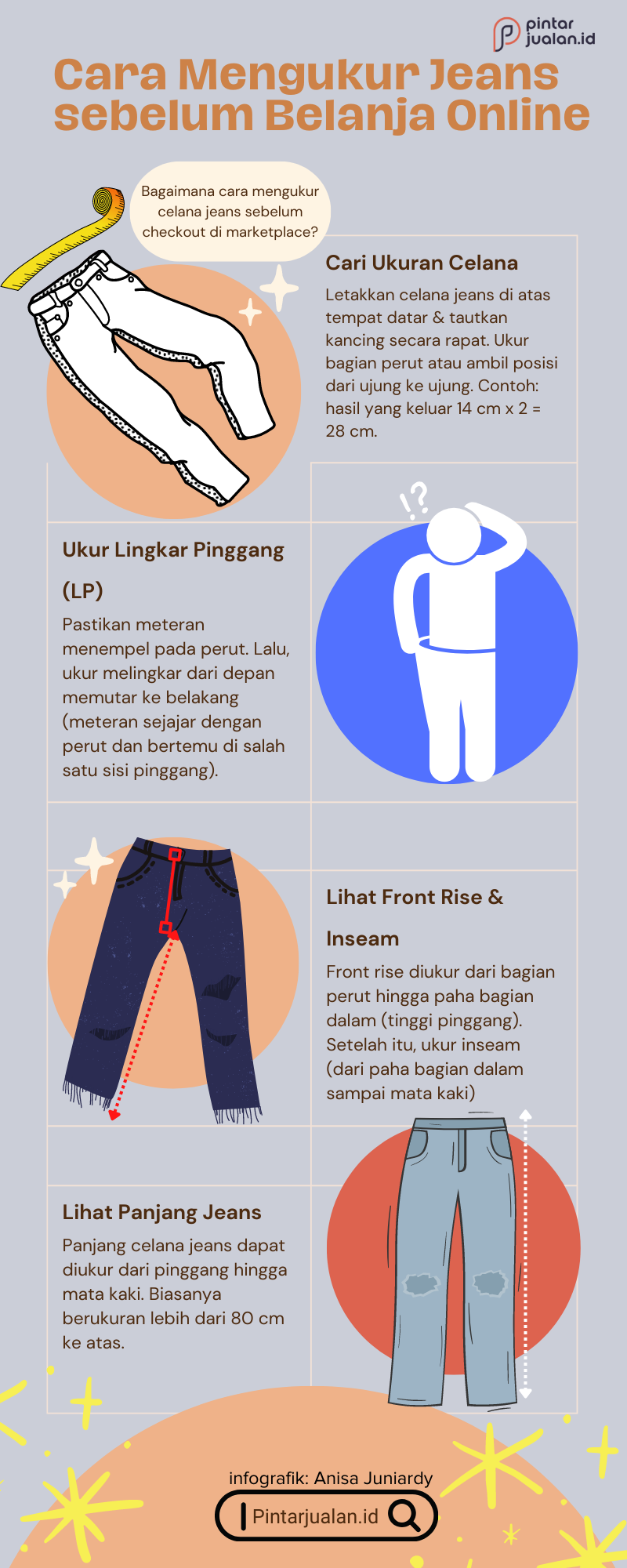 Cara mengetahui ukuran celana jeans saat belanja online
