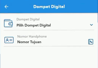 Top up ovo - dompet digital - pilih e-wallet dan nomor tujuan
