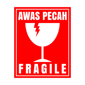 Cara packing barang pecah belah dengan aman - stiker label fragile