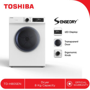 Peralatan usaha laundry - toshiba dryer mesin pengering pakaian kapasitas 8kg model td-h80sen