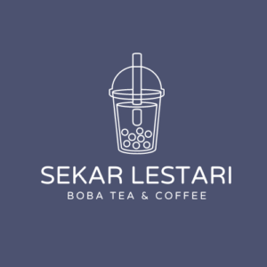 Blue and white simple boba coffee logo