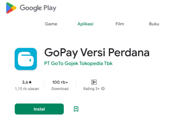 Gopay versi perdana - google play store