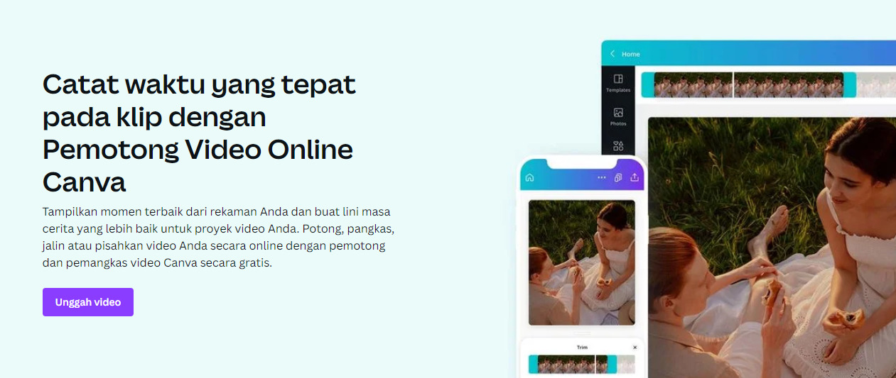 Memotong video online di laptop