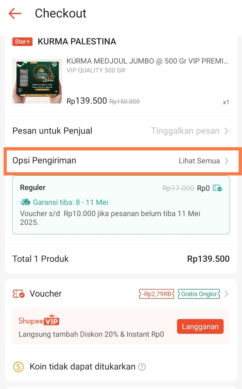 Pengiriman barang di shopee
